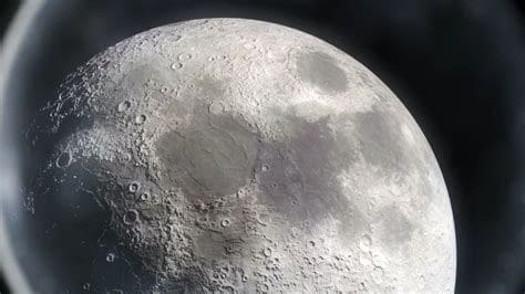 Close-up of the moon's surface.