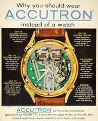 Accutron watch ad with internal workings.