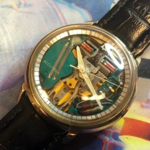 A watch with some kind of mechanical parts on it