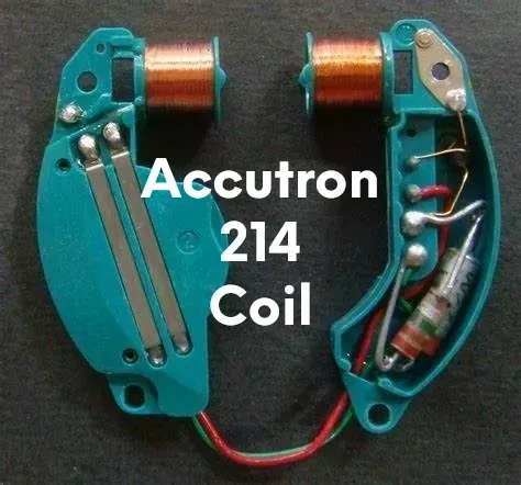 A picture of an electric motor with the words " accutron 2 1 4 coil ".