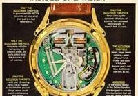 Accutron watch ad with internal workings.